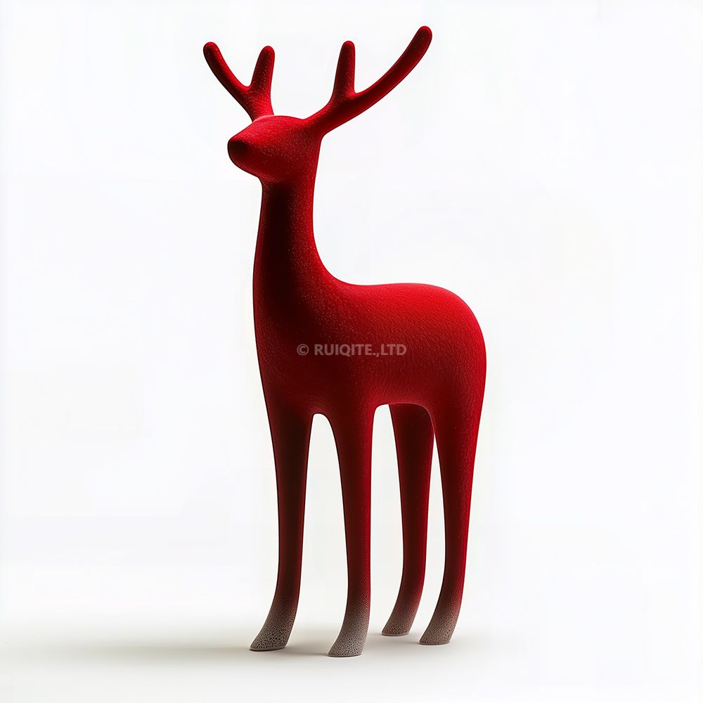 Flocked Deer Sculpture